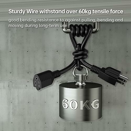 Wire withstanding 60kg weight showing tensile strength.